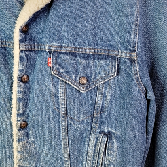 Levi's Type 3 Trucker Vintage USA Heavy Sherpa Lined Jean Jacket Coat 46R - Picture 4 of 16